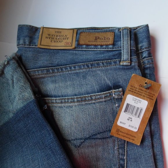 Polo‎ Ralph Lauren Waverly Straight Star Crop Patchwork Fringe Jeans Pants 30 - Picture 9 of 10